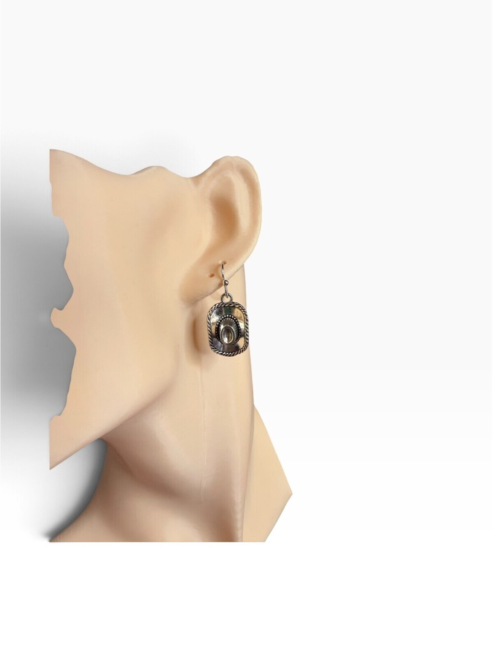 Western Cowboy Hat Dangle Earrings Silver Tone Cowgirl Rodeo Jewelry